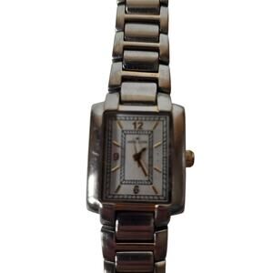 Anne Klein Womens Watch Rectangle Silver Toned Link 10/8065